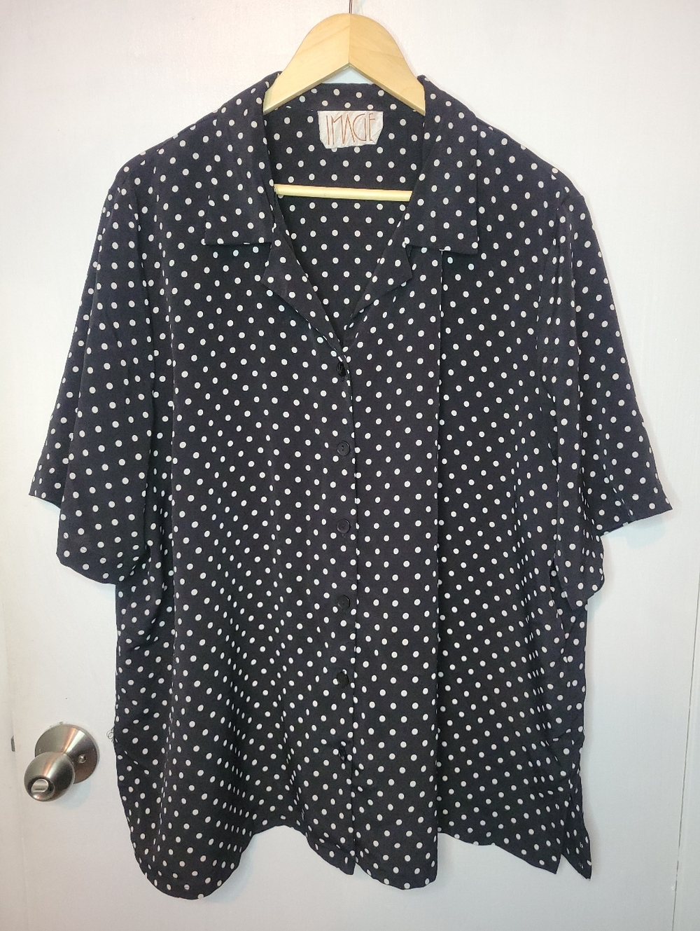 Image Vintage Polka Dot Button-Up Blouse